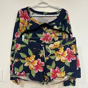 Polo Ralph Lauren Womens Lounge Set XL Tropical Short Sweatshirt Cotton
